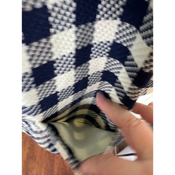 Vintage 80s Kathryn Deene NY Blue White Plaid Check Oversized Blazer Preppy 28 - Picture 6 of 8